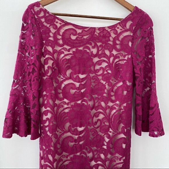 Vince Camuto lace midi dress with bell sleeves and v-back - Picture 2 of 11